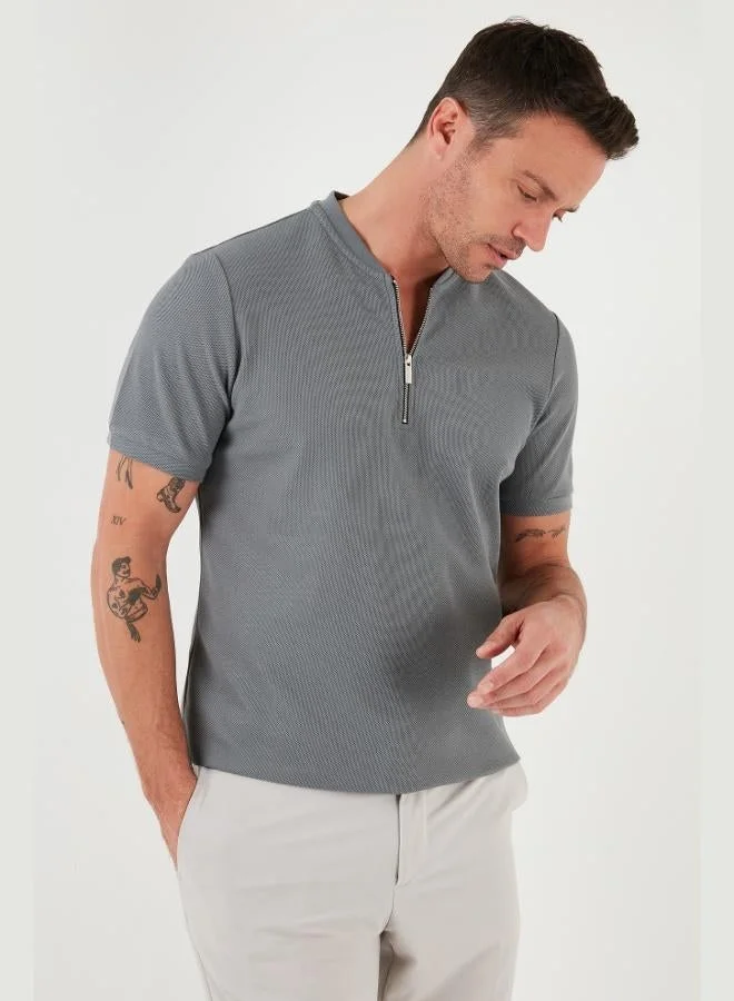 Buratti Buratti Cotton Regular Fit Half Zipper T Shirt Men's T SHIRT 5902653